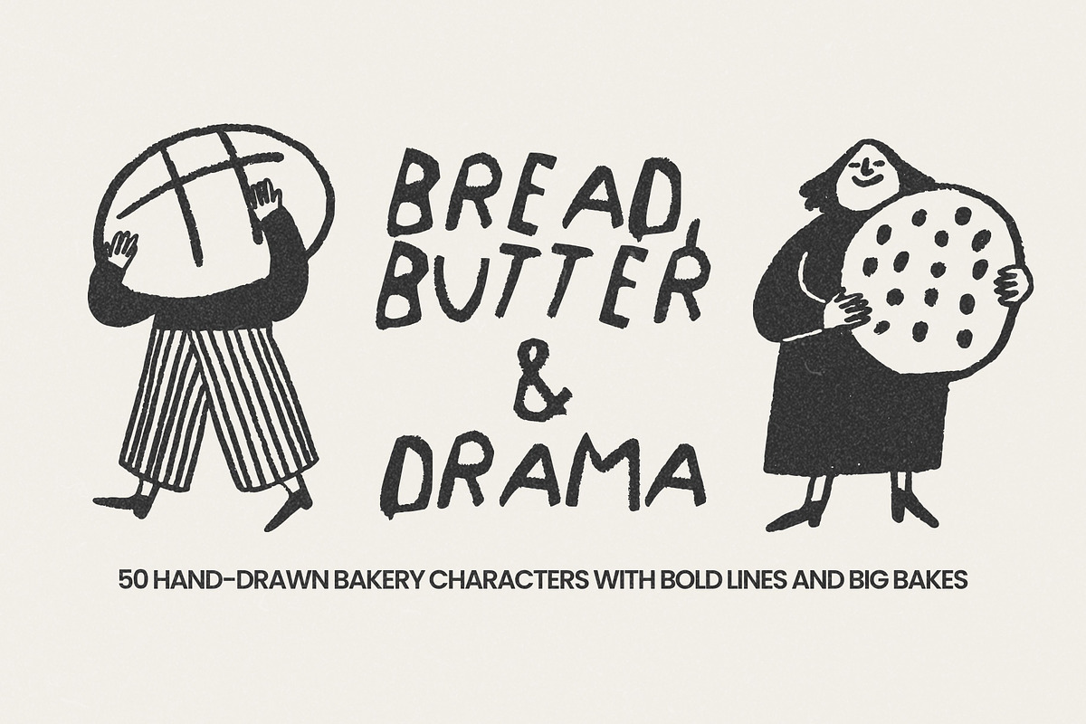 50 Hand-Drawn Bakery Characters, a Food Illustration by Veyla (Photo 1 of 14)