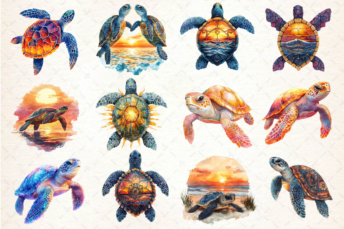 Sunset Sea Turtle Sublimation Bundle, an Illustration by Dream Creation (Photo 2 of 4)