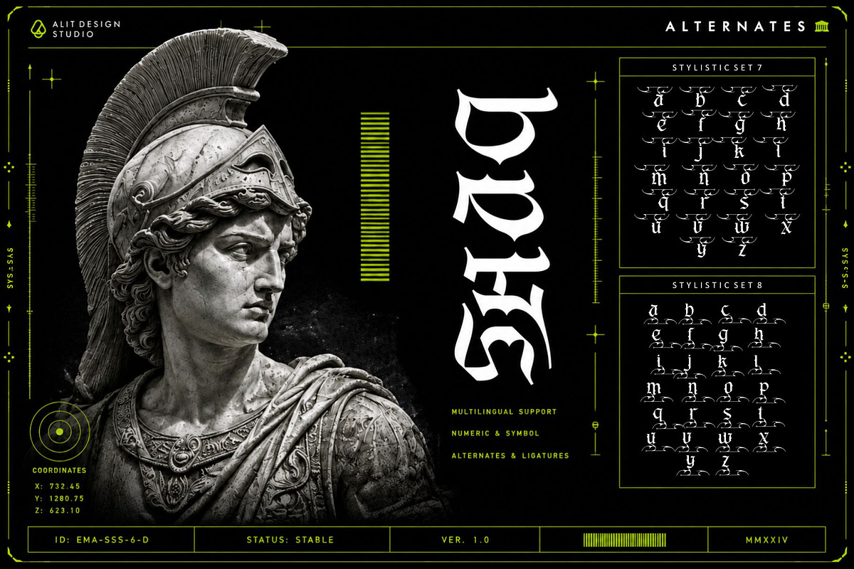 Dark Hermes Typeface, a Blackletter Font by alit design (Photo 12 of 18)