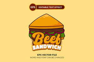 Beef Sandwich Editable Text Effect