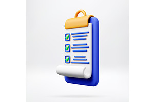 3D Clipboard with a checklist and, a Finance Illustration by Abscent