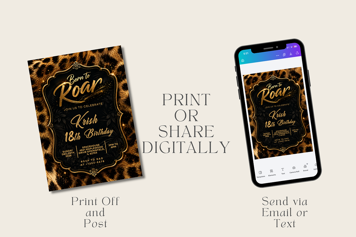 Leopard Print Birthday Invitation, an Invitation Template by InvitingStorys (Photo 8 of 11)