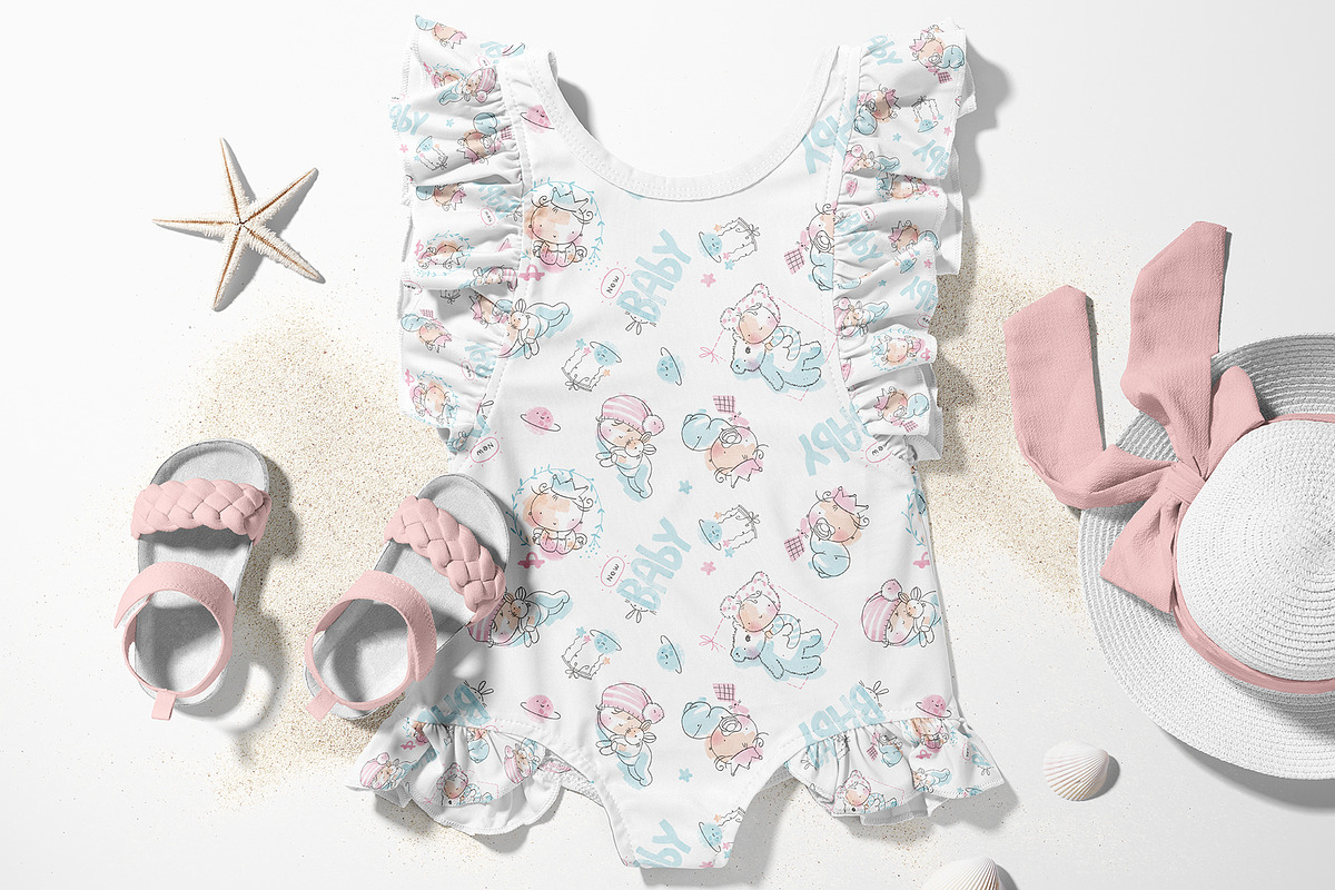 Cute Sleeping Baby Seamless Pattern, a Pattern Graphic by StudioGlouna (Photo 3 of 5)