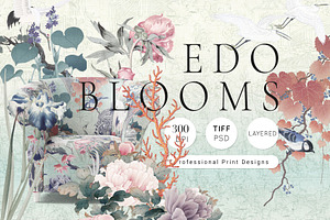 Edo Blooms, Oriental luxury Prints+, a Pattern Graphic by TSTUDIO