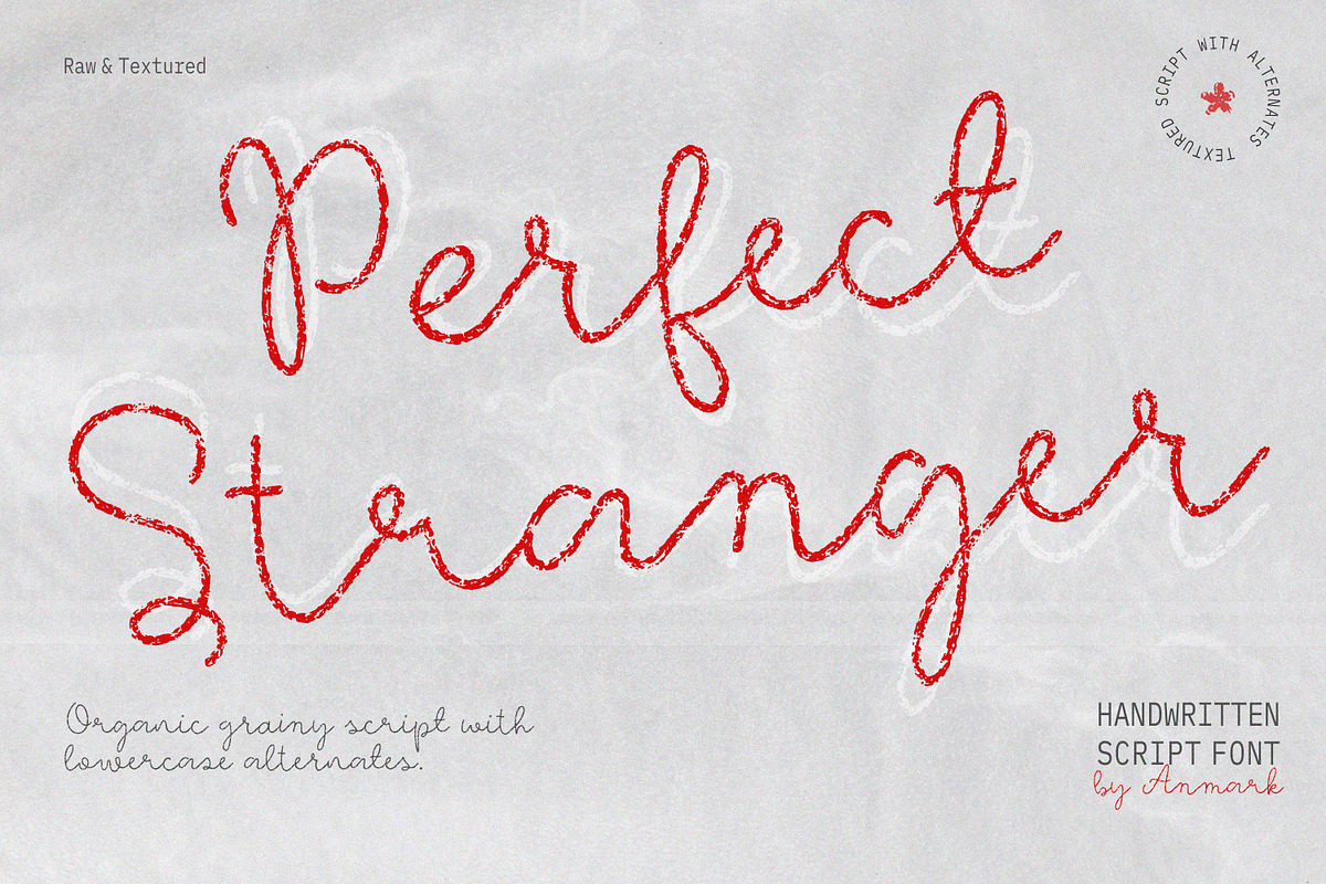 Perfect Stranger Raw Textured Font, a Script Font by AnMark (Photo 1 of 11)