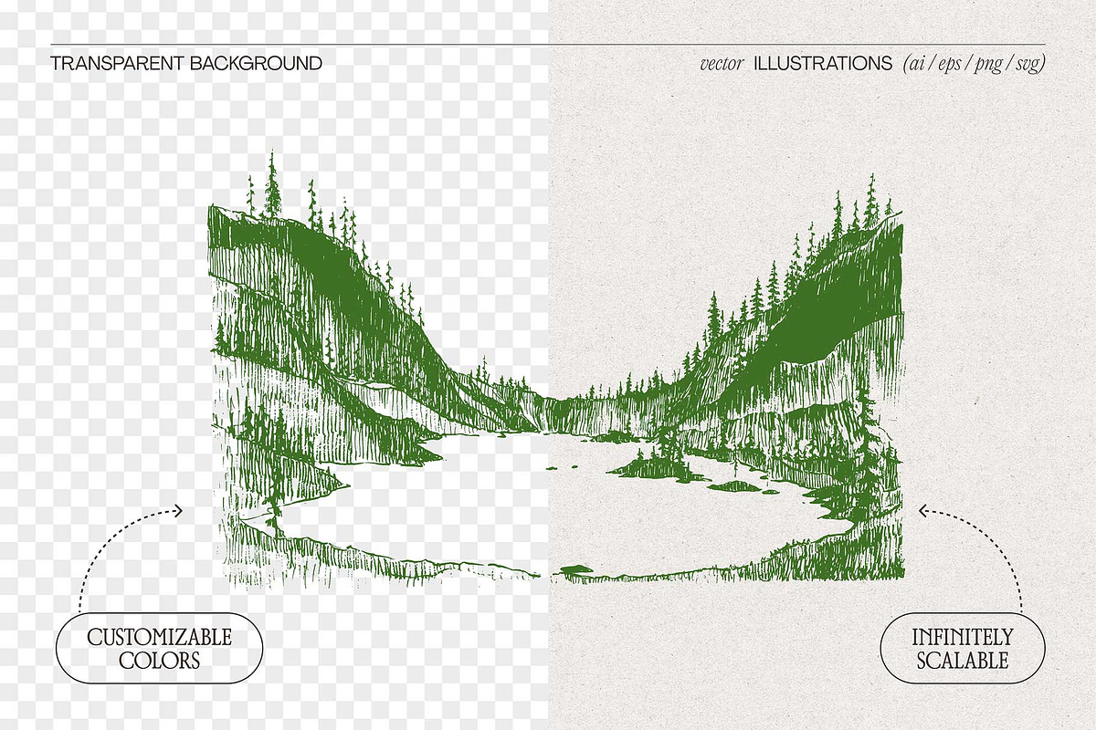 Pine Forest Mountain Lake, a Seasonal Illustration by TheMountBirdStudio (Photo 2 of 4)