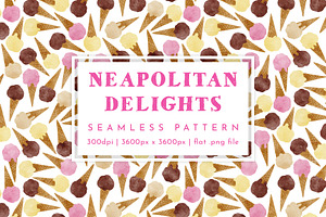 Watercolour Ice Cream Pattern