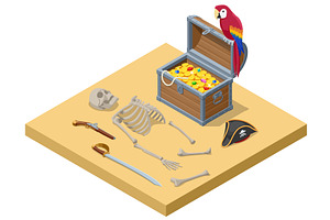 An eerie Isometric illustration of, a Texture Illustration by Golden Sikorka