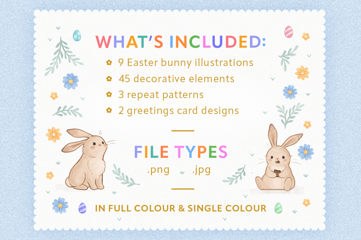 Hoppy Bunnies Easter Illustrations, an Animal Illustration by FalcoCreative (Photo 2 of 9)