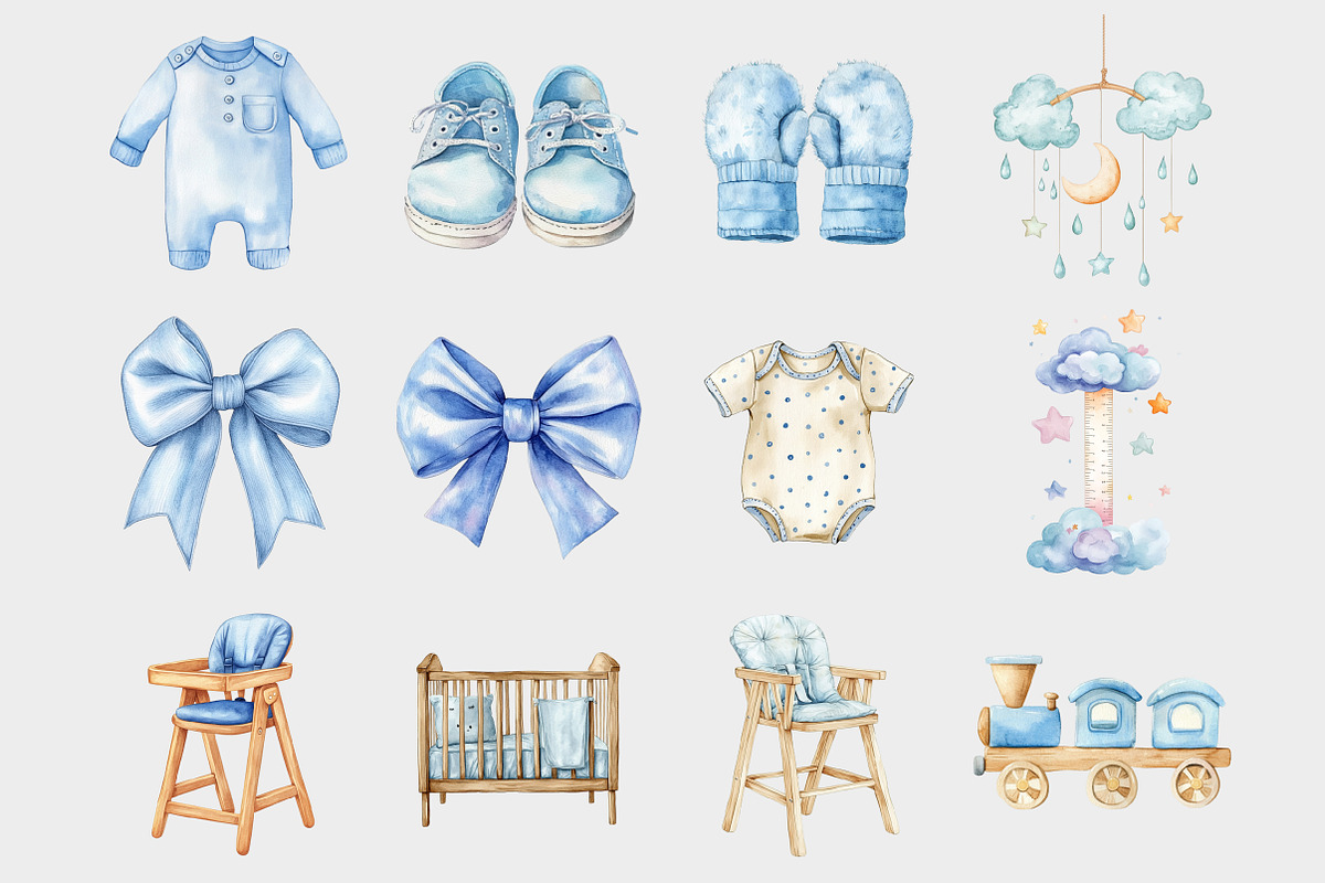 Watercolor Baby Boy Clipart, a Seasonal Illustration by Design Market (Photo 3 of 5)