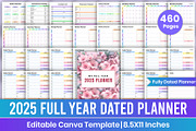 2025 Full Year Dated Planner Canva, a Stationery Template by Mustafiz (Thumbnail 1 of 6)