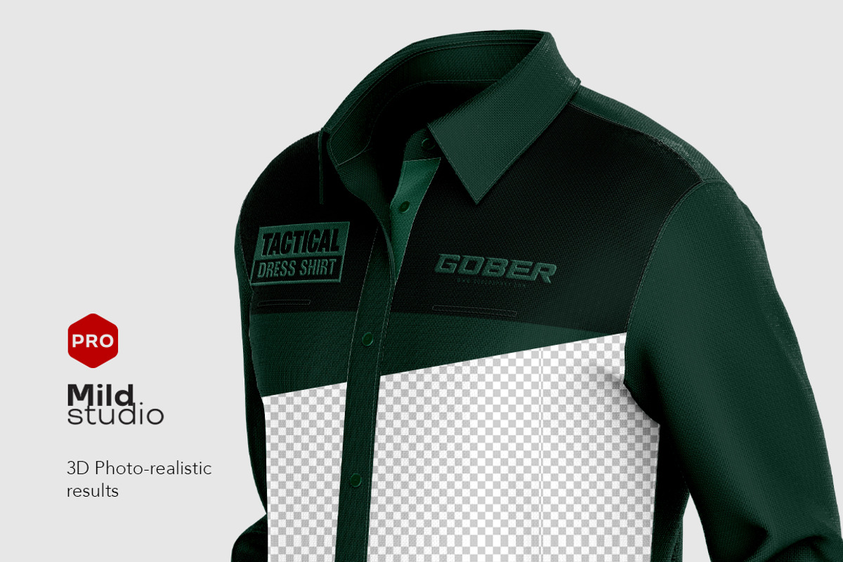 Tactical Dress Shirt V.04 Mockup, a Shirt Mockup by Mildstudio (Photo 3 of 6)