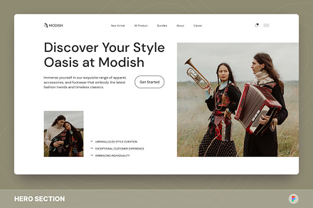 Modish – Fashion Hero Section Figma, an UI Kit Template by Studio Delapan