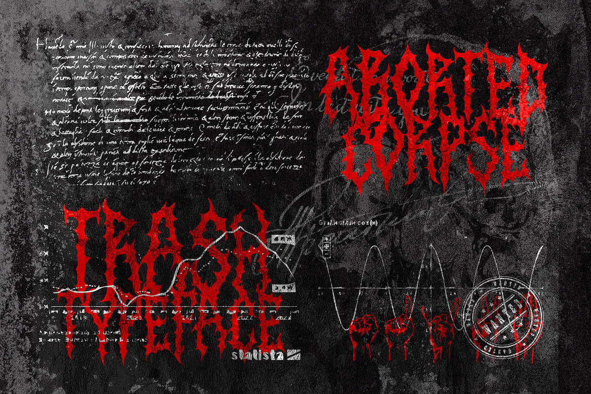 Aborted Corpse – Trash Typeface, a Blackletter Font by Fonday Studio (Photo 1 of 7)