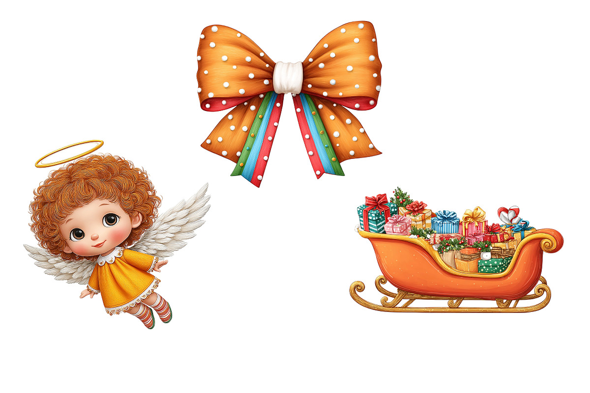 Retro Pastel Christmas Clipart, an Illustration by Craft Nest (Photo 5 of 10)