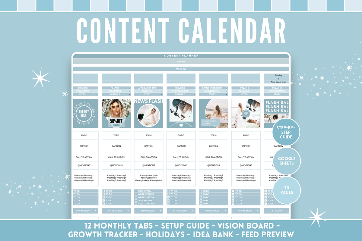 Instagram Planner Google Sheets, a Marketing Template by SunshineStudioBoutique (Photo 1 of 9)