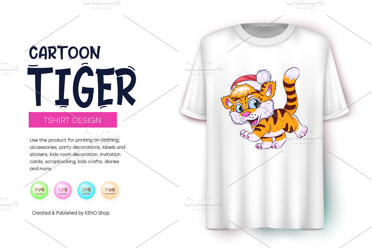 Cute Cartoon Tiger., an Animal Illustration by KENO Mascots (Photo 7 of 9)