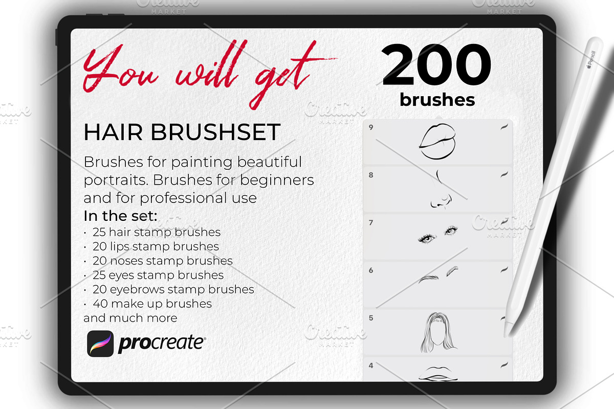 Character Portrait stamp Brushes, a Brush Add-On by Procreate Market (Photo 3 of 14)