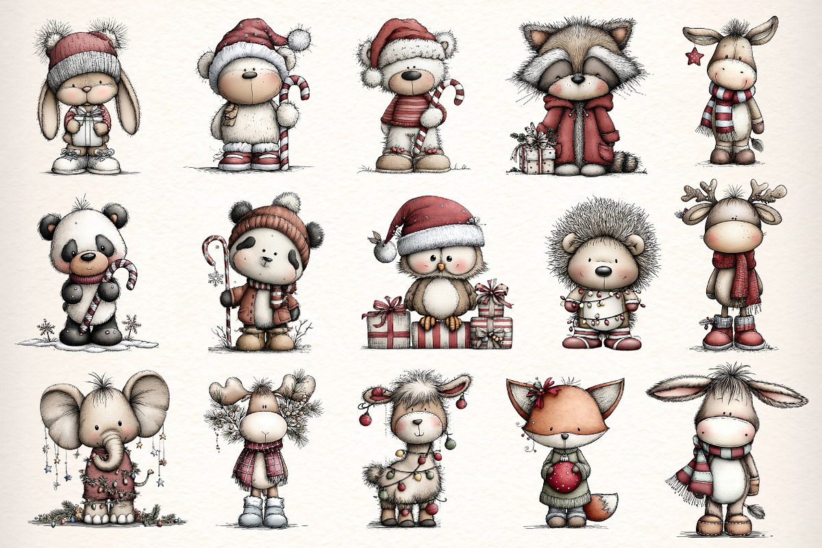 Whimsical Christmas Clipart Bundle, an Illustration by Dream Creation (Photo 6 of 7)
