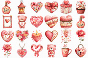 Watercolor Valentine's Day Clipart, an Illustration by Libby Wishes (Thumbnail 2 of 7)