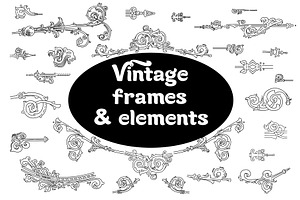 Vintage frames and elements. Big set