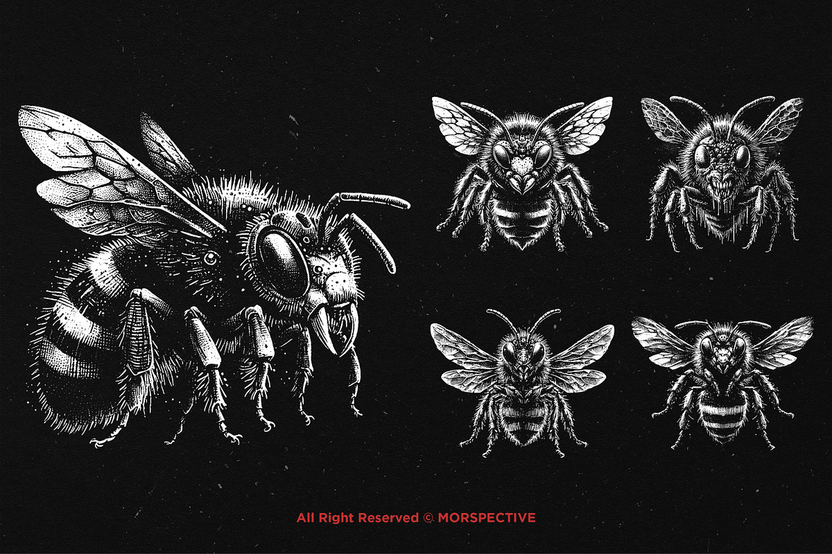 10 Bundle Dark Art Bumble Bee Skull, an Illustration by Morspective (Photo 5 of 7)