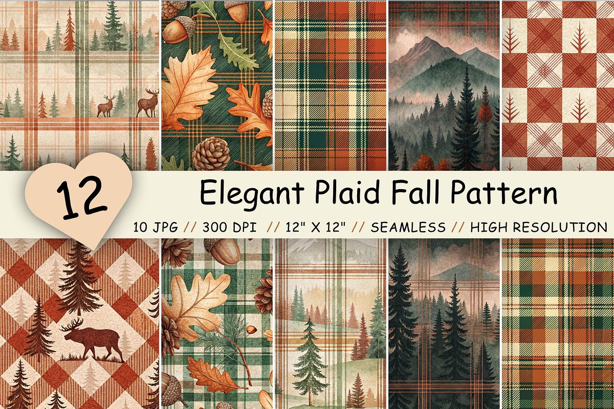 Elegant Plaid Fall Pattern Bundle, a Pattern Graphic by FloridPrintables (Photo 1 of 8)