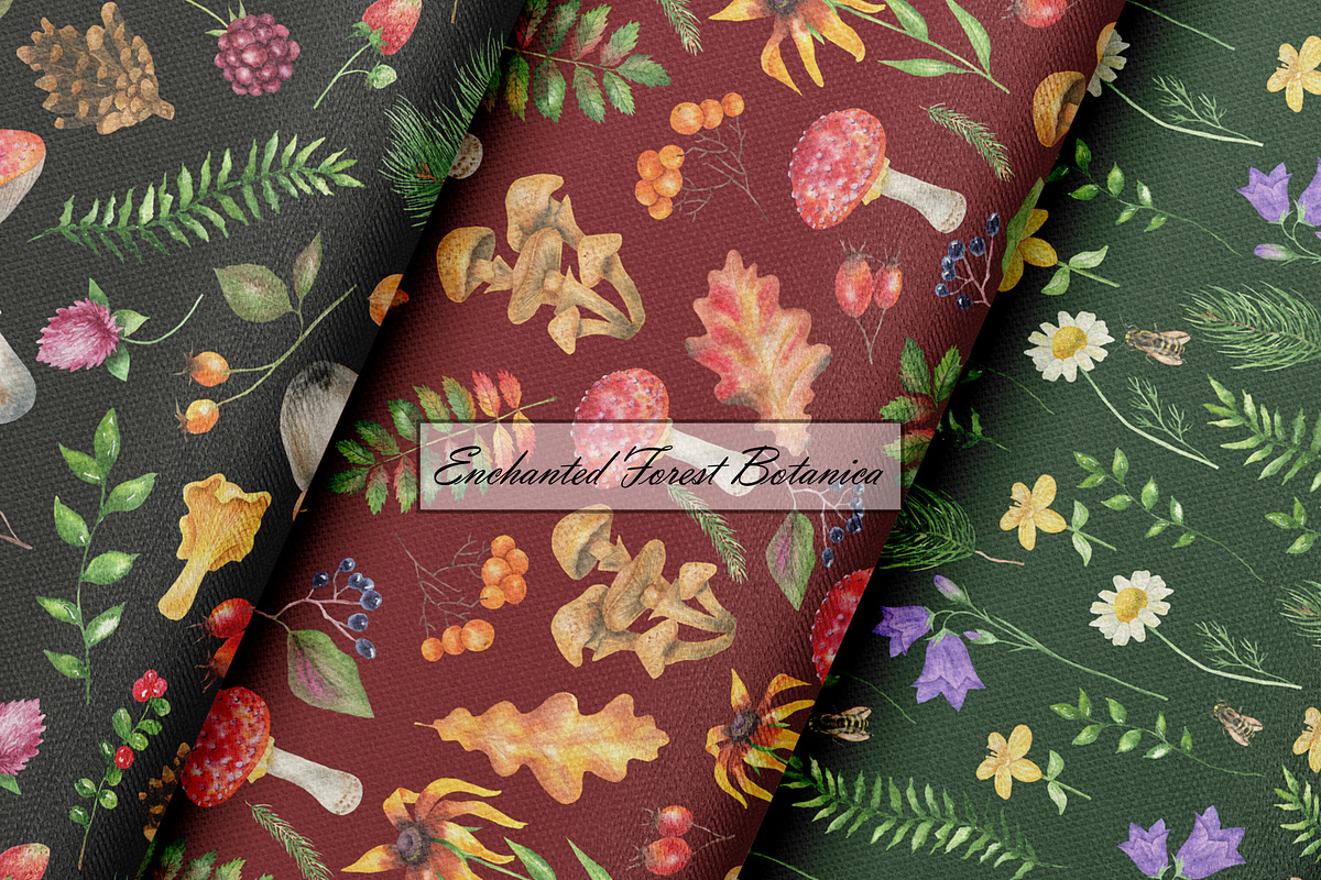 Watercolor Forest Seamless Patterns, a Decorative Illustration by OlDm_Shop (Photo 6 of 10)