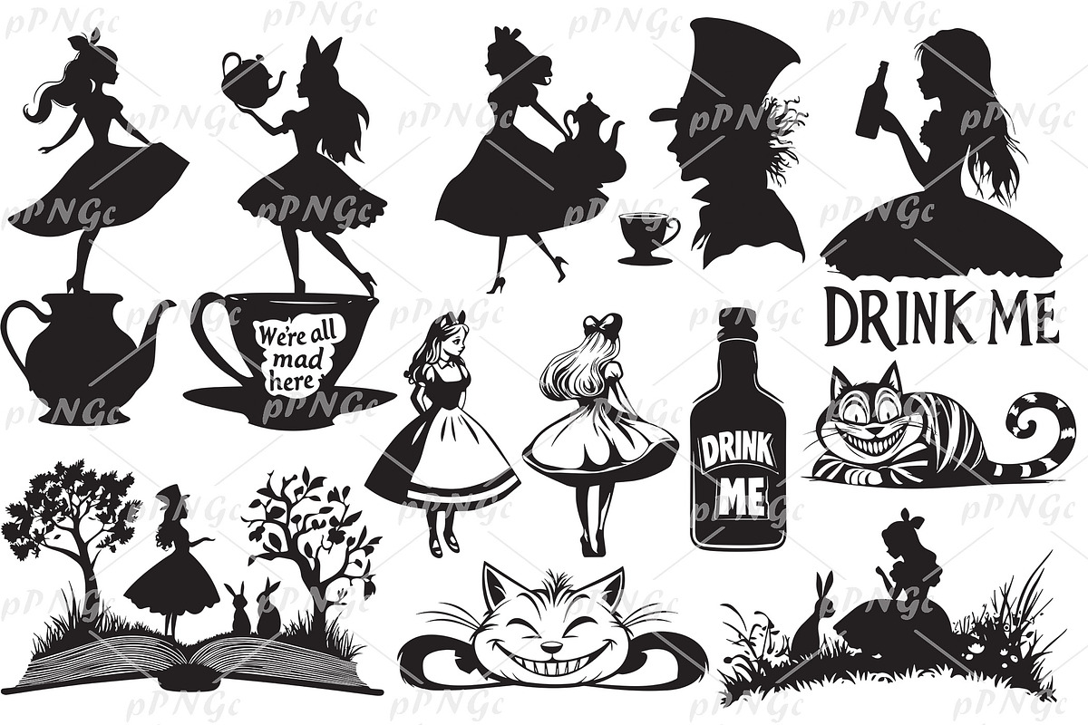 Alice in Wonderland Clipart, a Person Illustration by PassionPNGcreation (Photo 1 of 5)
