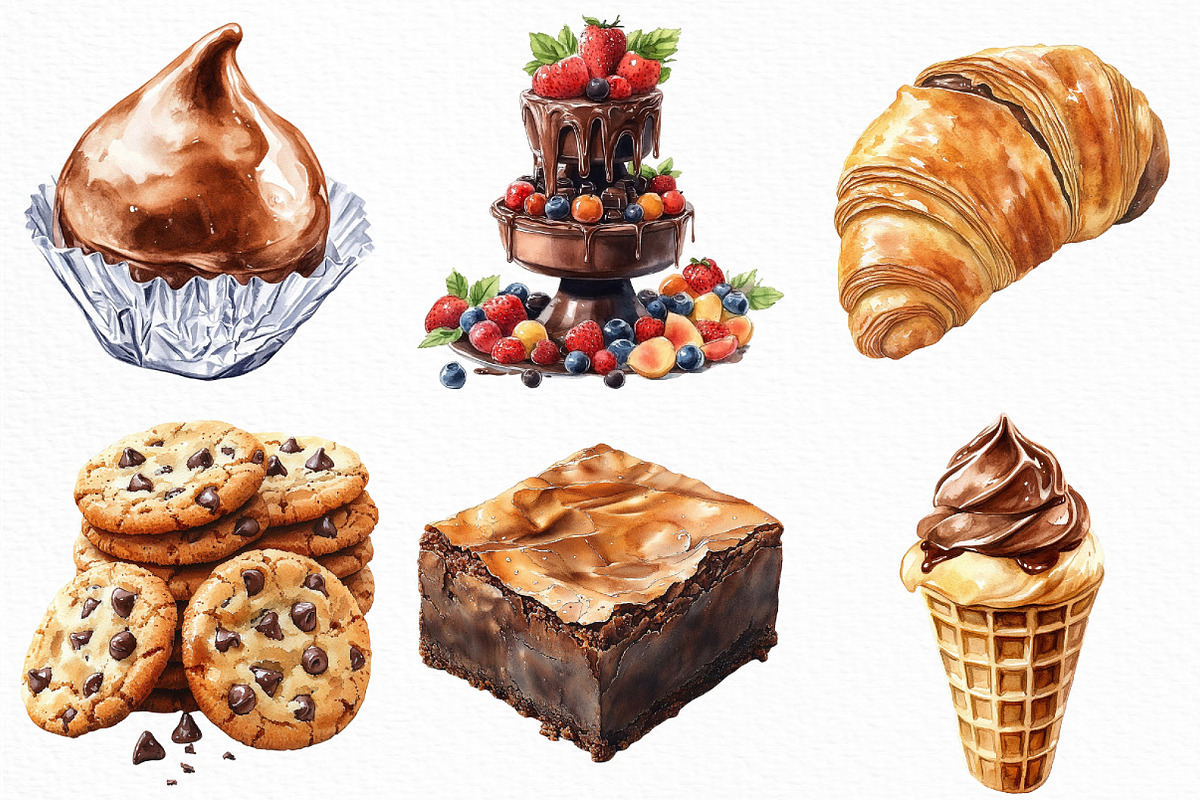 Watercolor Chocolate Heaven Clipart, an Illustration by Craft Nest (Photo 4 of 6)