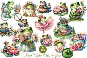 Funny clipart, Frog clipart Woodland, an Animal Illustration by ElenazlataArt