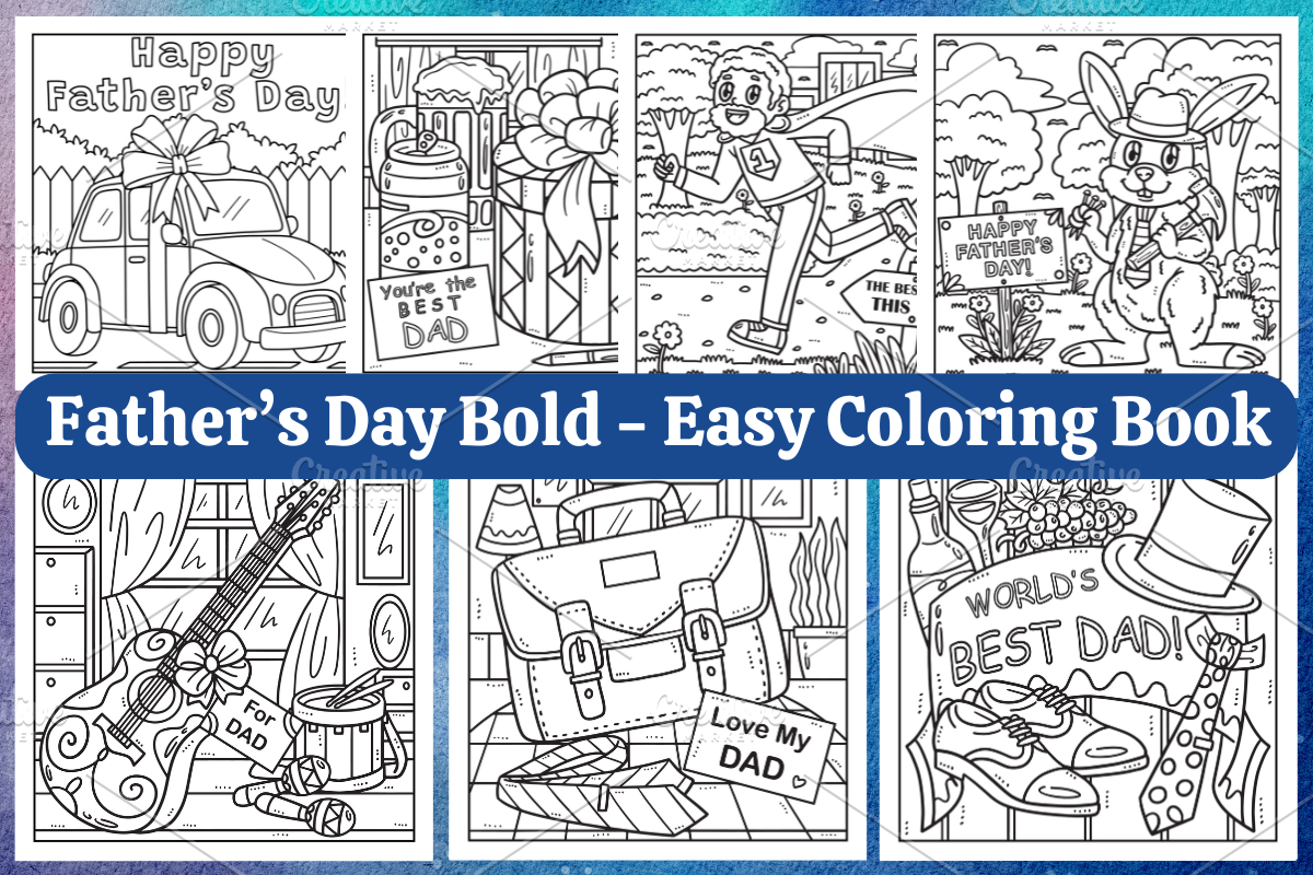 Father's Day Coloring Page Vol-02, a Seasonal Illustration by Coco Bloom (Photo 1 of 4)