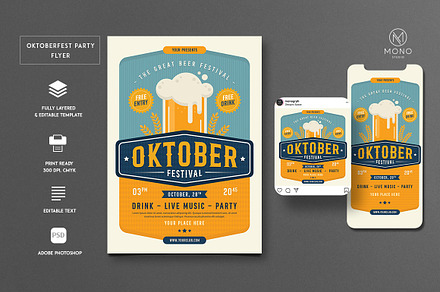 Oktoberfest Party Flyer Set, a Flyer Template by monogrph