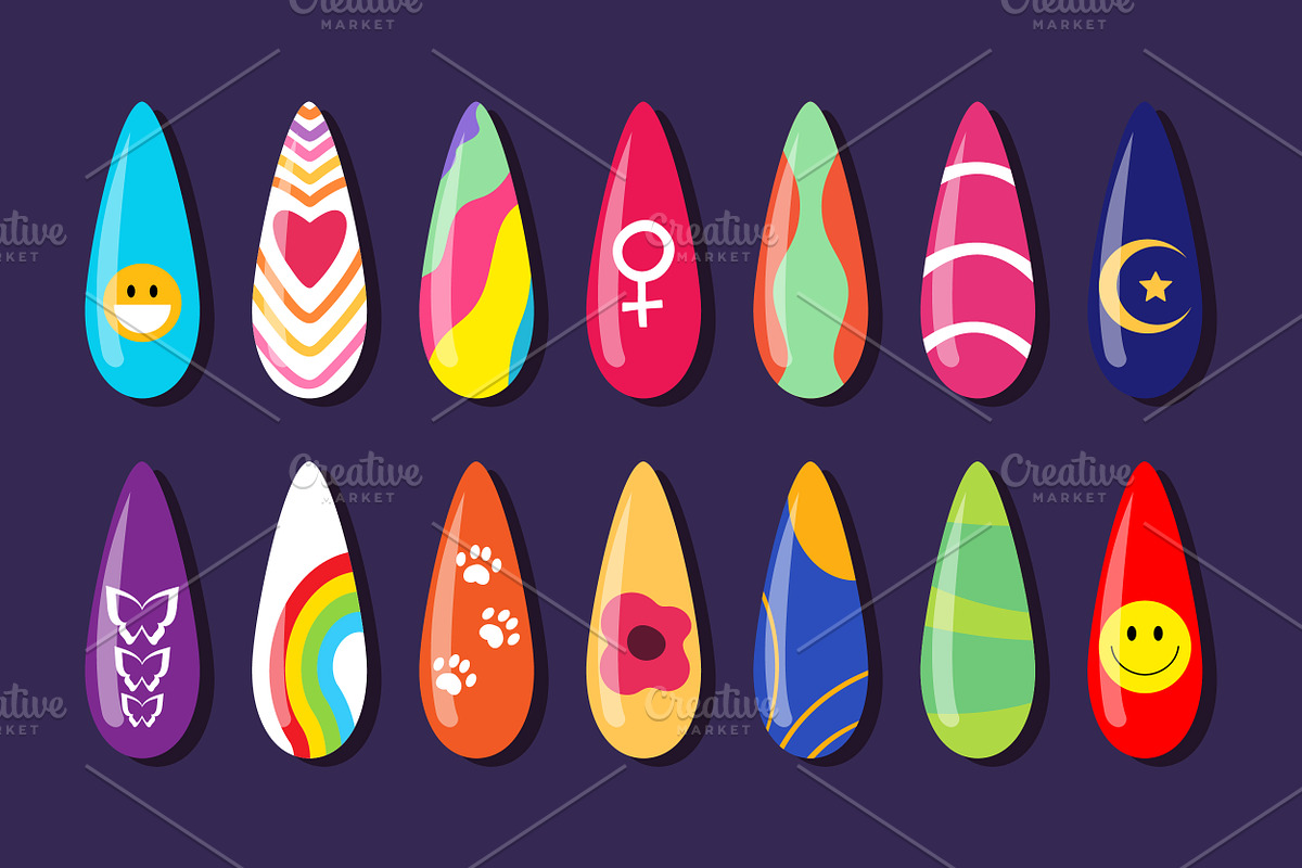 Nail Art Design Set, a Decorative Illustration by PsychocheArt (Photo 3 of 3)