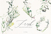 Fresh Watercolor Botanical Clip Art, a Decorative Illustration by whiteheartdesign (Thumbnail 1 of 5)