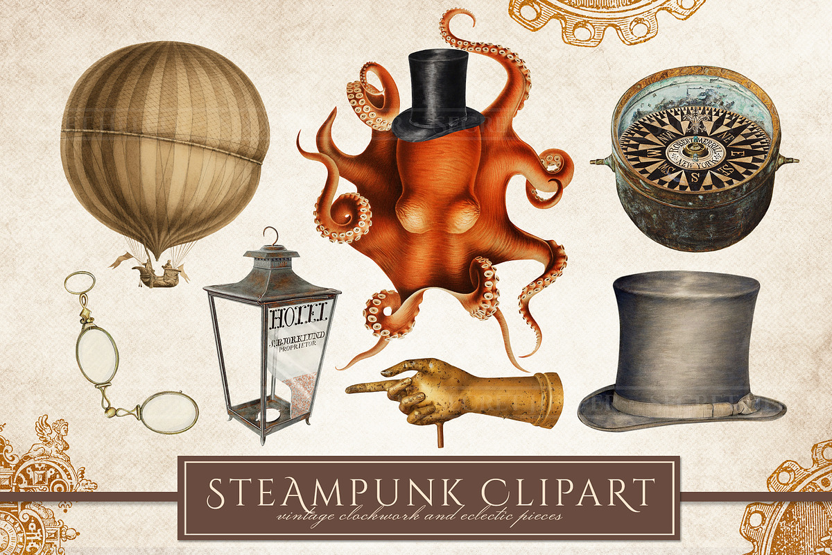 Steampunk Clipart Set, an Illustration by Secret Helper (Photo 2 of 7)