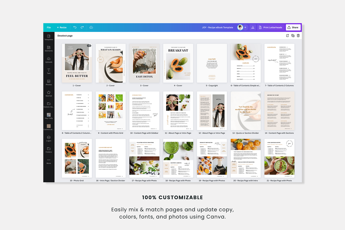4-in-1 Nutrition Bundle for Canva, a Templates & Theme by Erin Cassidy (Photo 10 of 29)