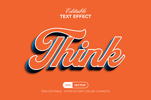 Think 3D Text Effect Orange Style