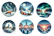 Christmas Landscapes Clipart, an Illustration by SinaCreation (Thumbnail 3 of 7)