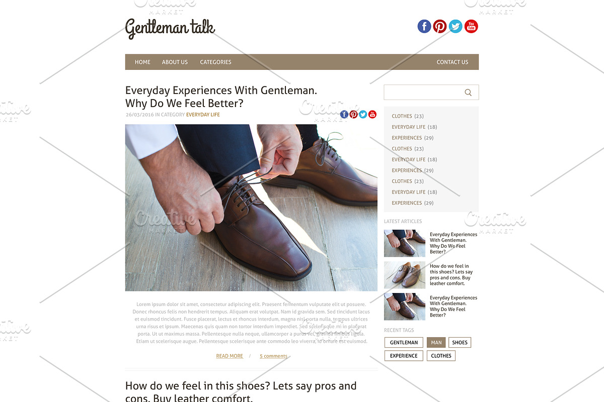 Gentleman PSD retina blog template, a Websites & App Template by Knofe (Photo 2 of 2)
