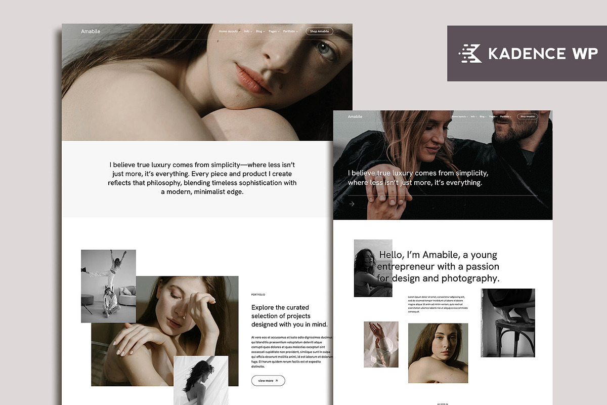 Amabile - Kadence & Wordpress Theme, a WordPress Template by Her creative details (Photo 1 of 5)
