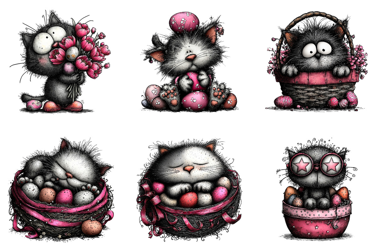 Whimsical Easter Cat Clipart, an Illustration by CreationArt (Photo 6 of 7)