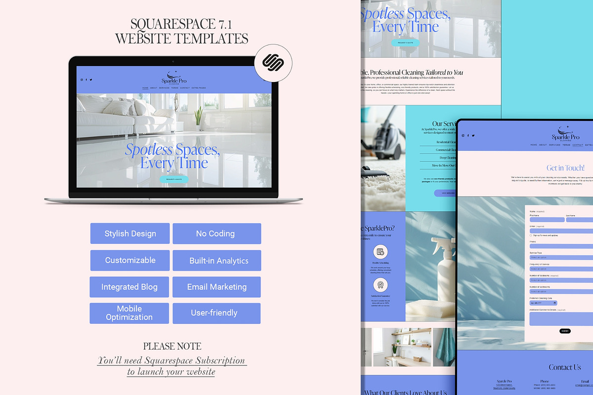 Cleaning Services Website Template, a Squarespace Template by 3.14&Co (Photo 4 of 9)