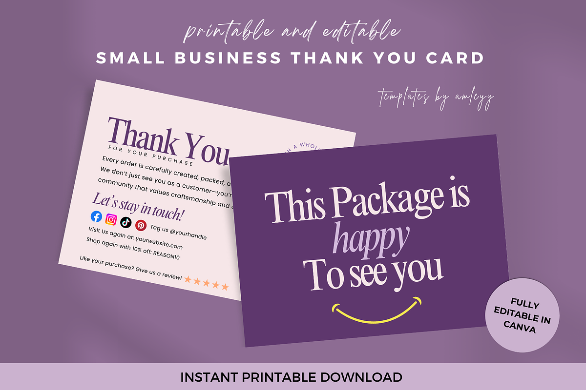 Editable Thank You Card Template, a Card Template by Elegant_Studio44 (Photo 1 of 6)