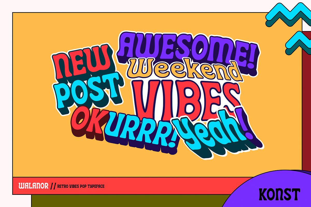 Walanor - Vintage Retro Pop Fonts, a Font by Konstantine Studio (Photo 7 of 12)