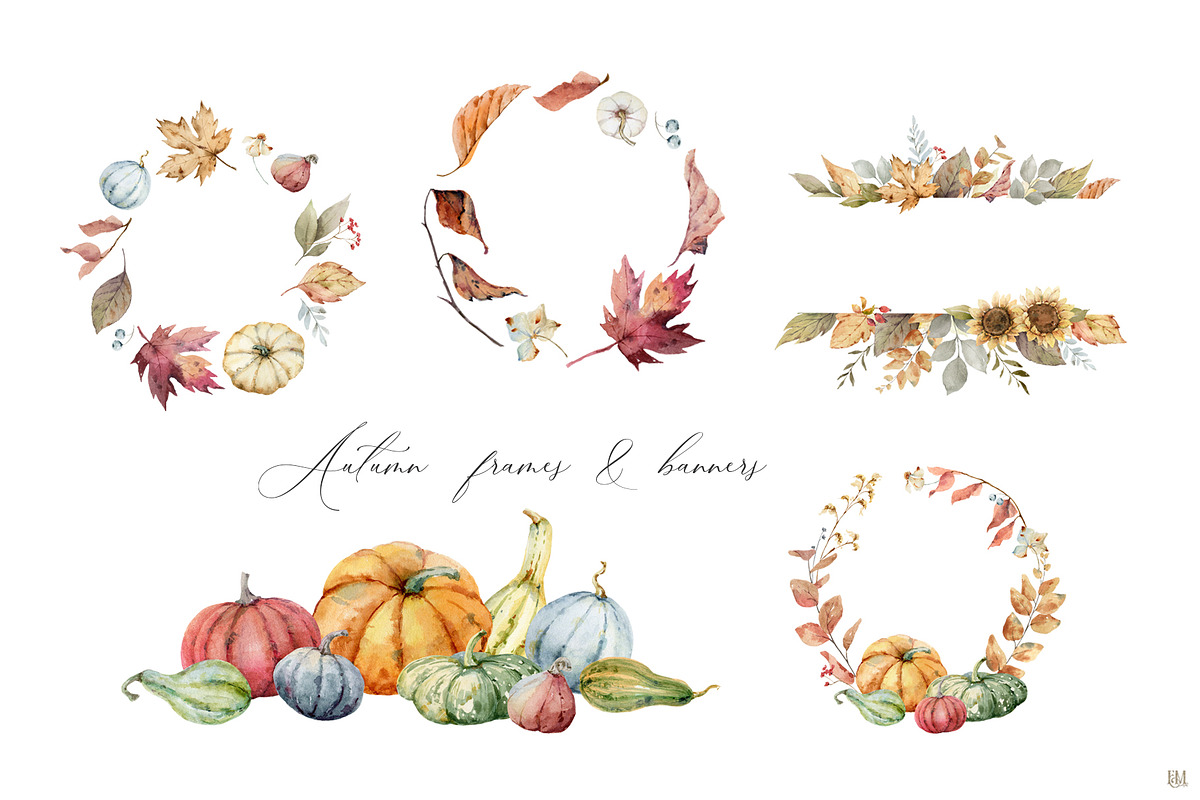 Autumn Time. Watercolor collection., a Decorative Illustration by Elena Medvedeva (Photo 3 of 11)