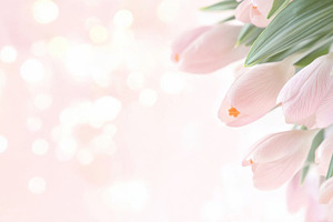 Pink tulips on pastel soft candy, a Photo by Dvoevnore photos