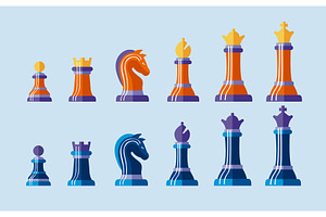 twelve chess pieces, an Object Illustration by studiogstock