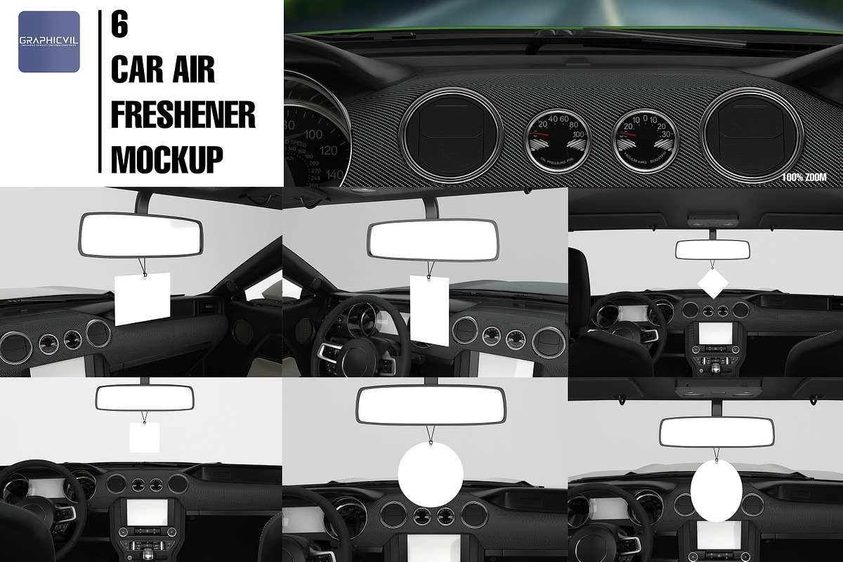 6 Car air freshener Mockup Aroma, a Merchandise Mockup by GraphicVil (Photo 3 of 11)