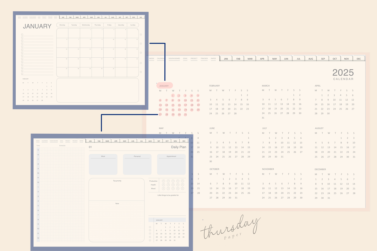 2025 digital planner with hyperlink, a Print Template by Thursdaypaper (Photo 7 of 10)